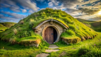 Grass-covered House Entrance