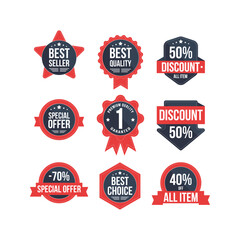Discount badge. Best seller badge collection icon flat vector design