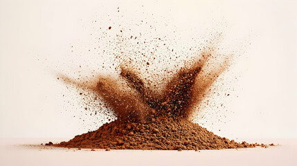 Brown Powder Explosion On White Background