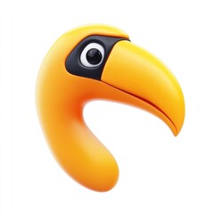 Naklejka premium Orange toucan head, stylized and cartoonish.