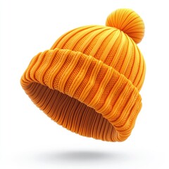 A vibrant orange knitted beanie with a pom-pom.