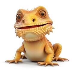 Obraz premium Smiling cartoon lizard, a delightful digital rendering.