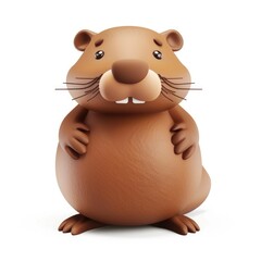 Fototapeta premium Cartoonish beaver character, adorable and plump.