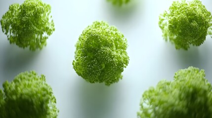 Close-up shot of vibrant green Romanesco broccoli florets.