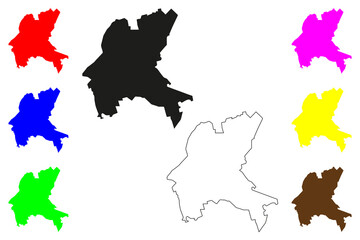 Jetpur city (Republic of India, State of Gujarat) map vector illustration, scribble sketch Jetpur Navagadh map