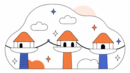 cartoon house with trees