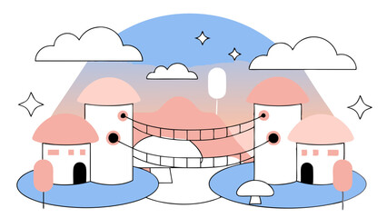 winter landscape with houses