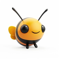 Obraz premium Cute cartoon bee with large eyes and friendly expression.