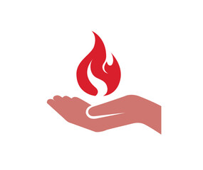 Hand Holding a Flame Fire Logo Vector Design Symbol Icon Illustation