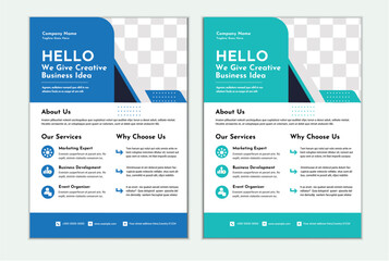 Creative Corporate & Business Flyer Brochure Template Design, a4 vector editable template design, trendy geometric shape template print design.