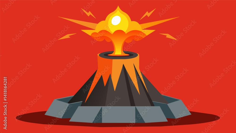 Poster a sculpture of a volcano capturing the explosive and destructive nature of anger.. vector illustrati