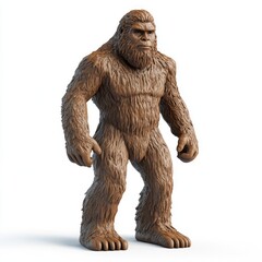 Naklejka premium Large, brown, hairy creature figurine of Bigfoot.