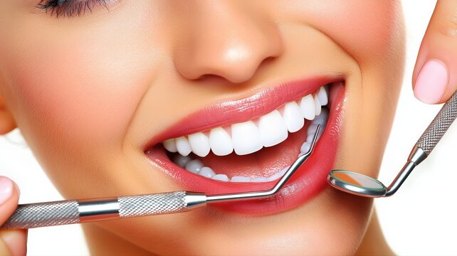Bright smile revealed during dental checkup in a clinic setting