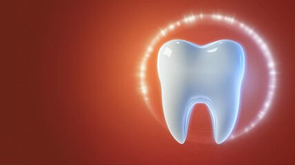 Bright and shining tooth symbol highlighting dental hygiene and health
