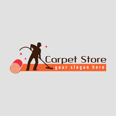 carpet shop and carpet cleaning logo design vector