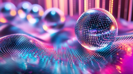 Neon Cyberpunk Holographic Network Orbs