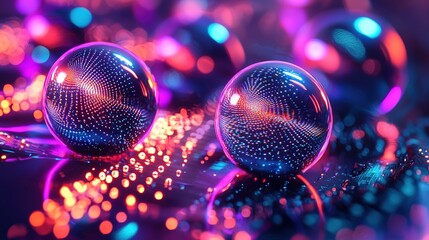 Cyberpunk Digital Particle Flux Spheres