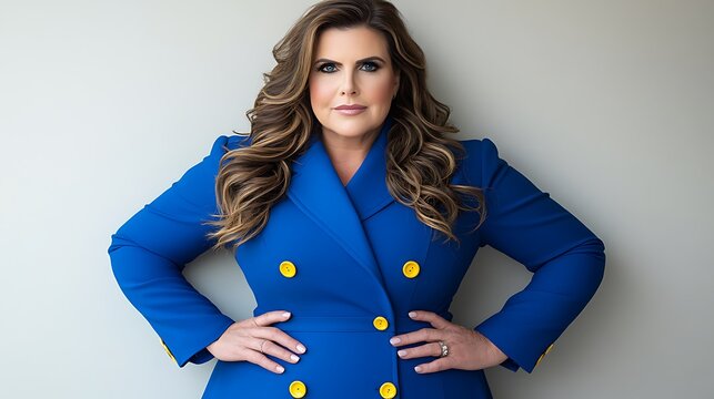 Woman in blue blazer