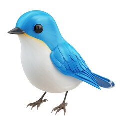 Obraz premium Cute, cartoonish blue bird, side profile.