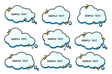 Set of vector speech bubble labels. Design elements special offer retro colors, chat icons, chat clouds.