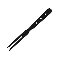 Illustration of a two pronged fork with handle featuring three equally spaced circular openings design