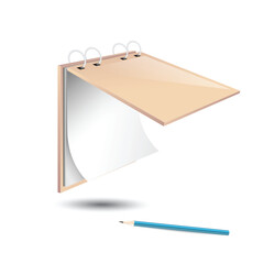Paper Notebook with pencil vector Background