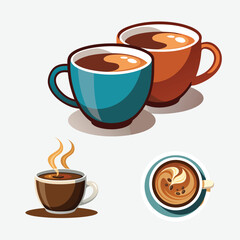Vector gold coloured coffee cup icon in a black circle illustration Coffee cup vector illustration