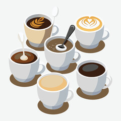 Vector gold coloured coffee cup icon in a black circle illustration Coffee cup vector illustration