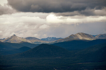 Naklejka premium Mountains and clouds in Tierra del Fuego, Argentina