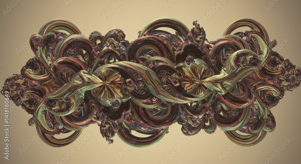 Poster abstract interwoven shapes and curves pattern - intricate design, symbolizing complexity, elegance, 