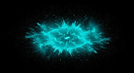 Aqua Burst Against Obsidian - Captivating aqua explosion; symbolic of energy, freedom, purity, creativity, transformation