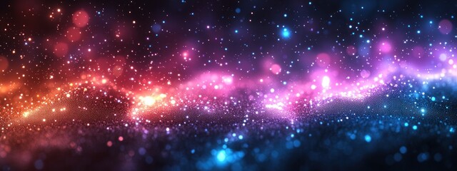 Naklejka premium Colorful nebula with stars and cosmic dust in a dark space background.