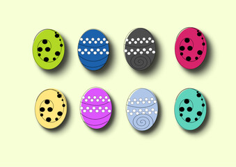 set of colorful easter eggs