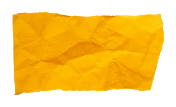 Yellow torn and creased colorful paper scrap isolated on white with clipping path - Powered by Adobe