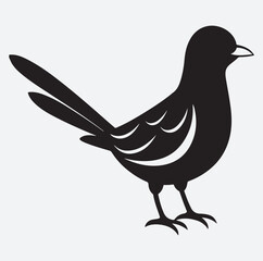 cute shirker malkoha bird silhouette vector art illustration, vector illustration of a bird