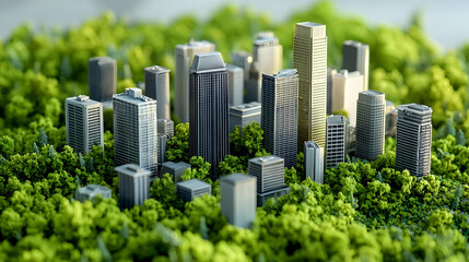 Obraz premium Model City Among Lush Green Trees