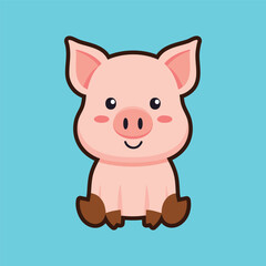Cute Pig Cartoon Vector Illustration