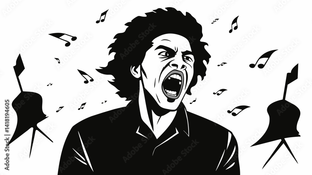 Poster a series of ink sketches capturing the intense expression of a musician lost in the music.. vector i