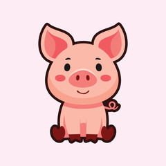 Cute Pig Cartoon Vector Illustration