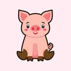Cute Pig Mascot Vector Character