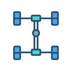 Vehicle Drivetrain with Axles Icon Design