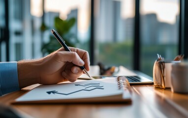 Hand-Drawn Business Growth Chart - Planning and Strategy for Success