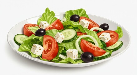 Fresh Greek Salad Recipe - A vibrant Greek salad featuring fresh tomatoes, cucumbers, olives, feta cheese, and crisp lettuce. Perfect for a healthy and delicious meal