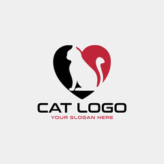 cat pet animal store logo design vector