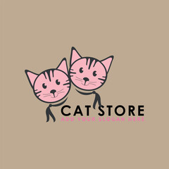cat pet animal store logo design vector