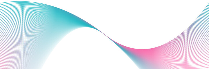 Abstract wave design with gradient shades of blue and pink, creating a smooth, flowing appearance against a white background.