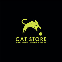 cat pet animal store logo design vector