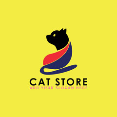 cat pet animal store logo design vector