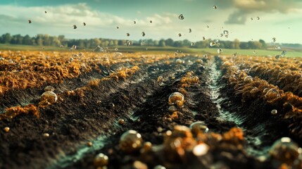 Detailed View of Field Transitioning to Nano Scale Agriculture Techniques