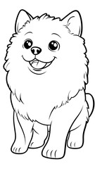 Fototapeta premium Playful Pomeranian Dog Coloring Page for Kids - Minimalist Vector Art Illustration
